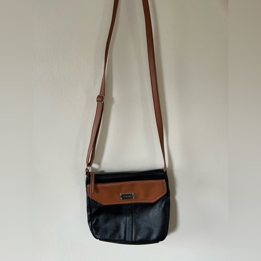 Nine West Black and Brown Leather Crossbody Bag